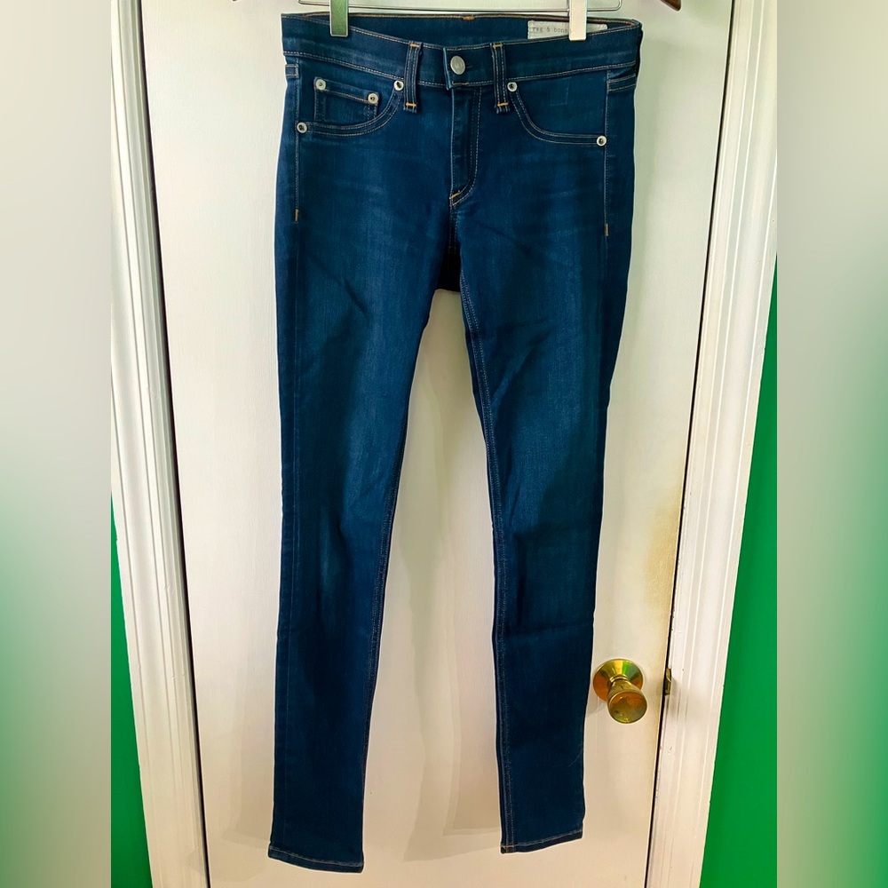 Rag & Bone Blue Skinny Jeans Bedford Cotton Blend Full Length Womens 26